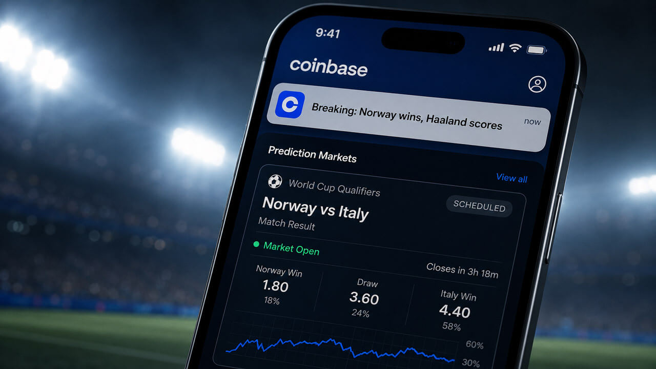Coinbase app displaying a false World Cup alert that exposed the proof gap in prediction marketsCoinbase app displaying a false World Cup alert that exposed the proof gap in prediction markets